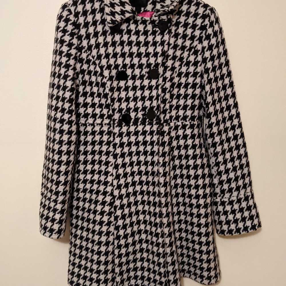 Amazing bouble breasted houndtooth wool blend coat